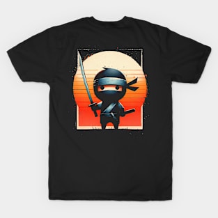 Midnight Warrior Little Ninja Warrior Graphic Tee | Cartoon Urban Ninja T-Shirt